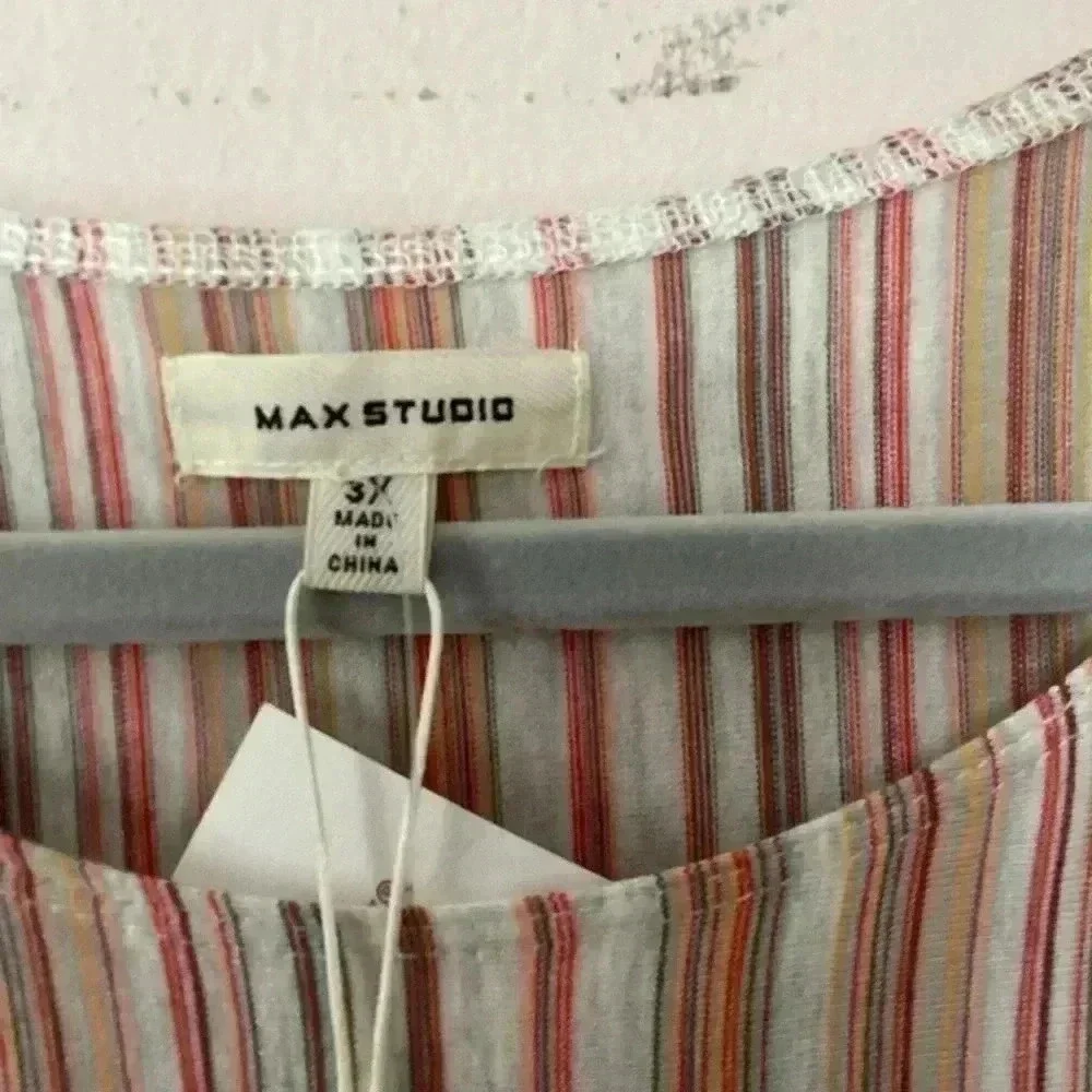 NWT Max studio Multi colored Striped Women’s Top Blouse Size 3X